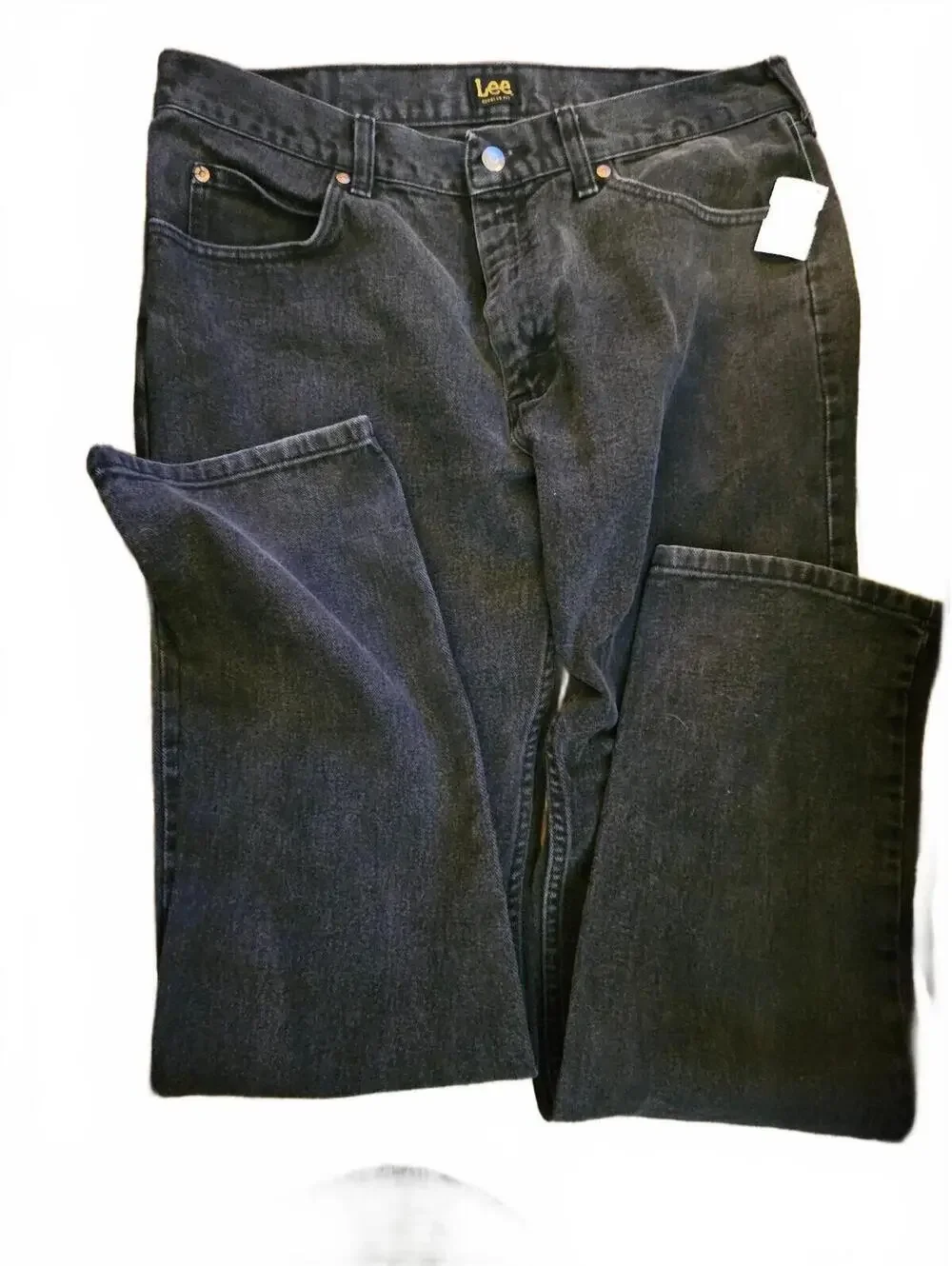 Lee Regular Fit Jeans Men 35x34 - Black Straight Leg Denim Jeans - EUC